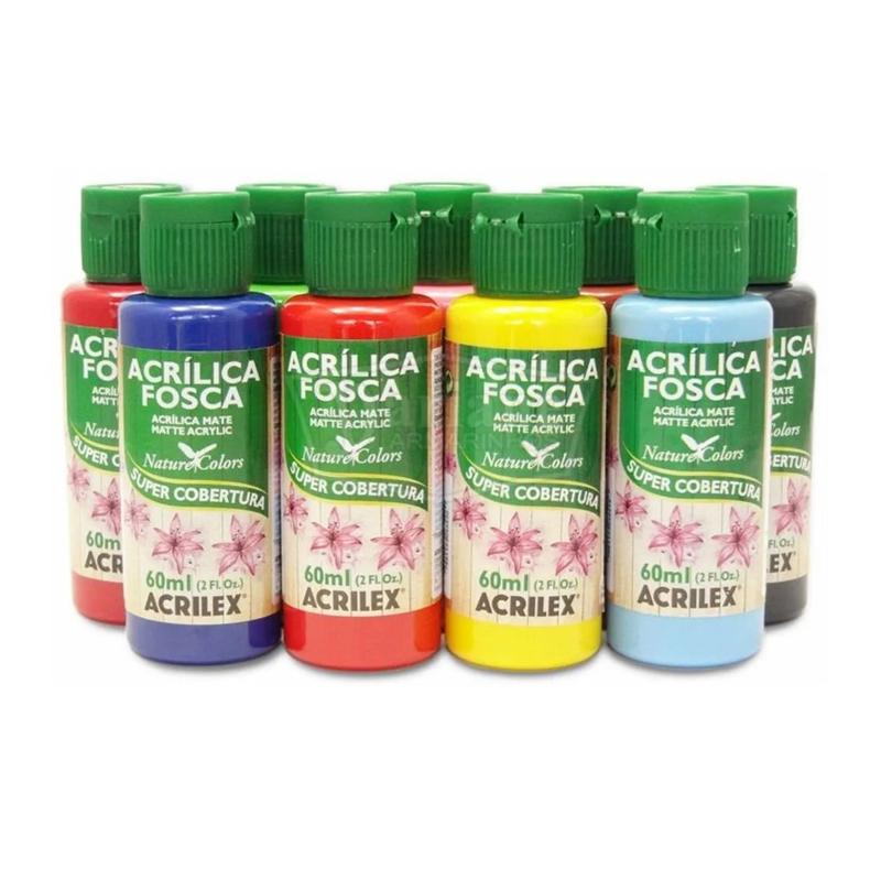 Kit 35 Tintas Acrílica Fosca 60 Ml Acrilex Cores a Escolher - Tinta ...