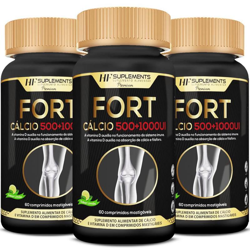 Kit 3X Fundamental Para Ossos E Dentes Calcio + Vitamina D3 - HF ...