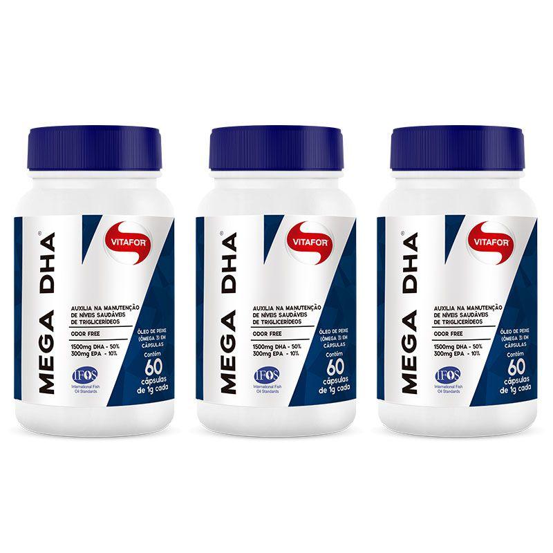 Kit 3X Mega DHA 60 capsulas Vitafor - Ômega 3 / Óleo de Peixe ...