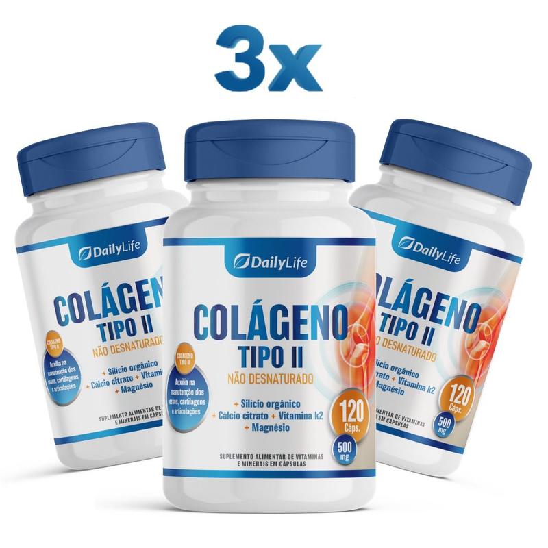 Kit 3x Melhor Colágeno Tipo 2 40mg Coluna Joelho Articulação 360 Caps ...