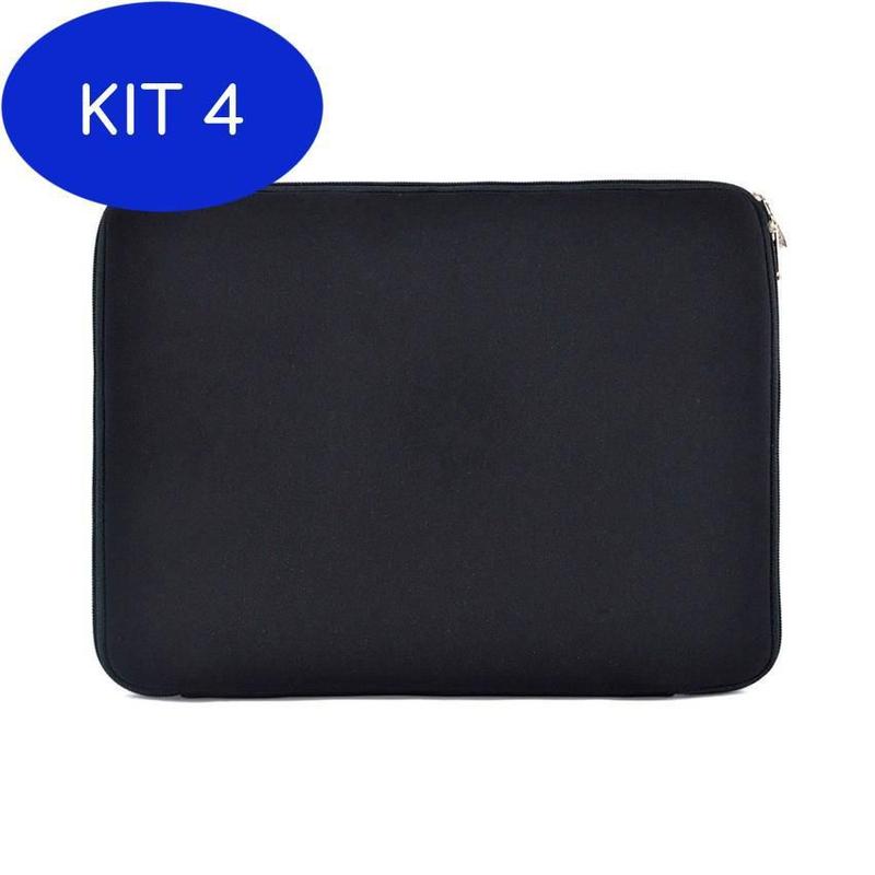 Kit 4 Capa Para Notebook 14'' Protetora Com Zíper Preta - New Cell Slim ...