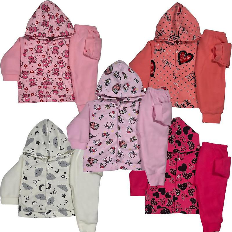 Kit 4 Conjunto Inverno Infantil Bebe Soft Roupa Frio Menina - BEBE ...