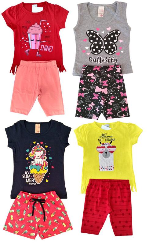 Kit 4 Conjuntos Infantil Feminino Roupa De Menina Verão - MARTIN SHOP ...