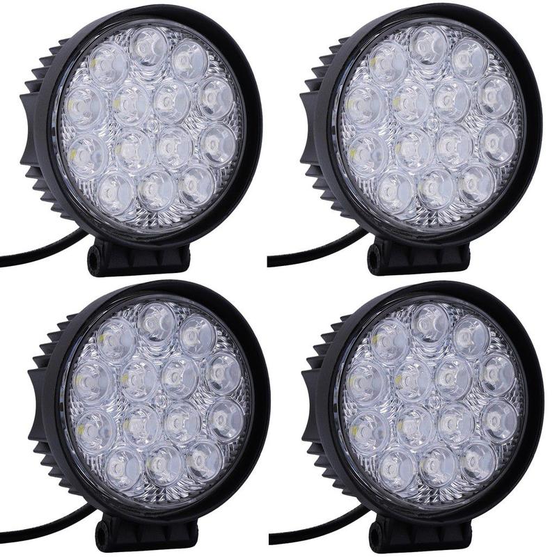 Kit 4 Faróis de Milha Auxiliar Redondo 16 LEDs Universal 6000K Branco ...