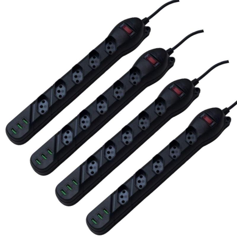 Kit 4 Filtro De Linha Qualitronix 5 Tomadas + 3 USB QFL5U - Filtro de ...