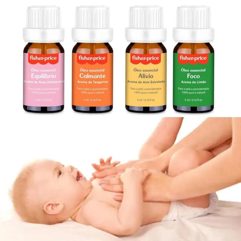 Kit 4 Óleos Essenciais Para Bebe Dormir Cólica Fisher Price ...