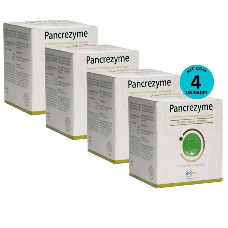 Kit 4 Pancrezyme Suplemento Cães E Gatos 2,8G 30 Sachê- - Inovet ...