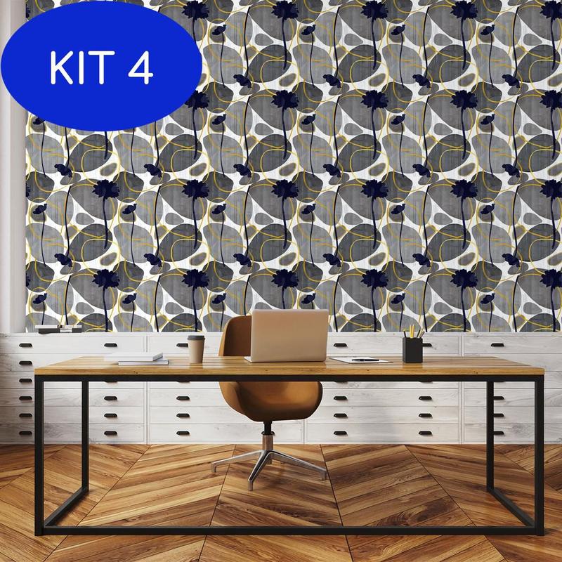 Kit 4 Papel De Parede Floral Modern Minimalist 250 - Inove Papeis De ...