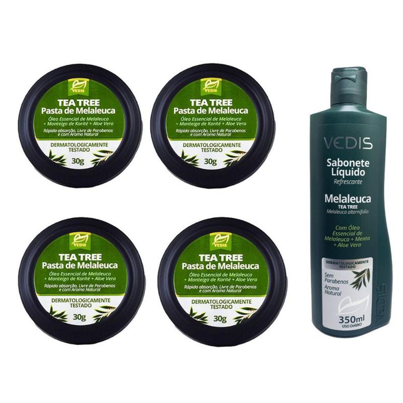 kit 4 Pasta Melaleuca Tea Tree Oil Fungos E Bactérias 30g 1 sabonete ...