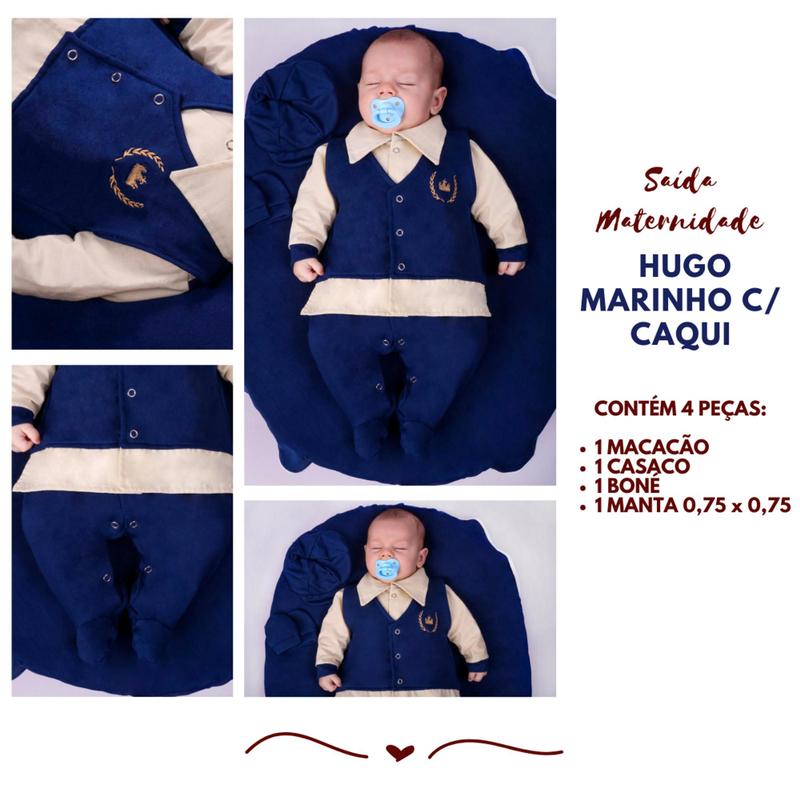 Kit 4 Peças Conjunto Saída de Maternidade Menino Hugo Roupinha Recem ...