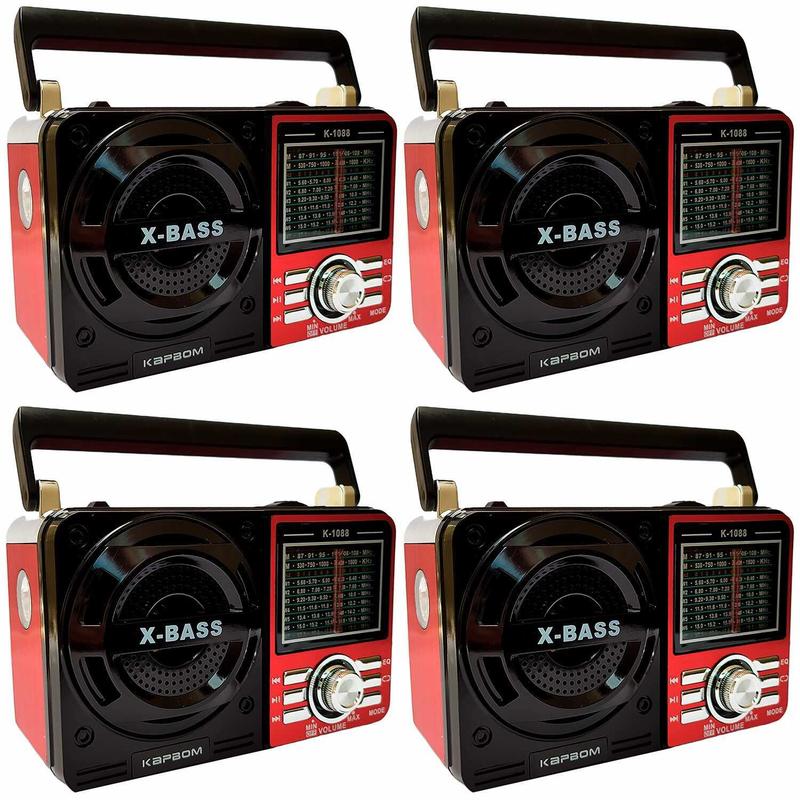 Kit 4 Radio Caixa De Som Retro Portatil Am Fm Usb Sd Recarregavel A ...