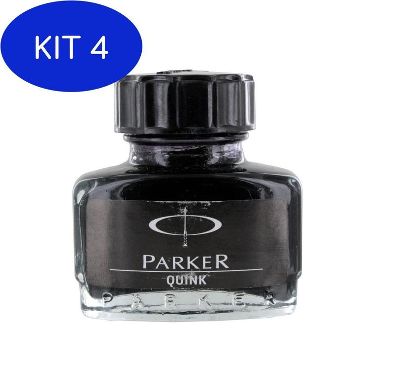 Kit 4 Tinta Para Caneta Tinteiro Parker Preto 30Ml - Carga para Caneta ...