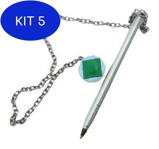 Kit 5 Caneta Fixa Com Corrente Para Balcão Mesa Tipo Moeda - Xpto ...