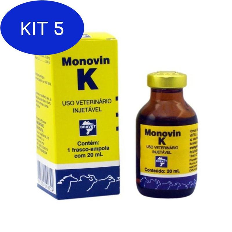 Kit 5 Monovin K Complexo Concentrado de Vitamina K com 20 ml - Bravet ...