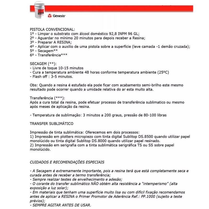Kit 5 Resinas para Sublimação em Cerâmica Bi Componente Gênesis RS.1010 ...