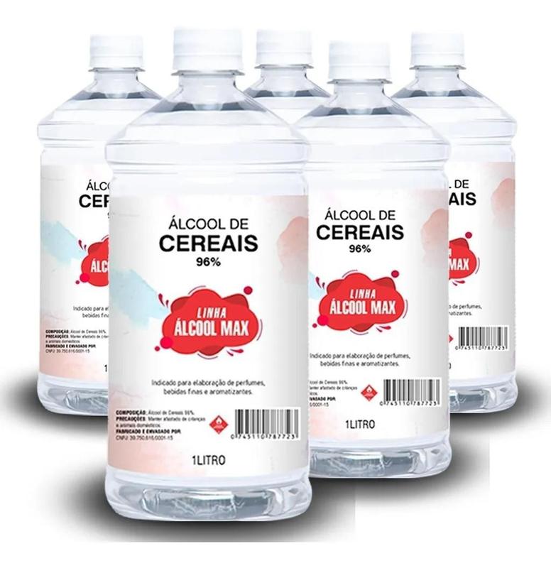 Kit 5 Unidades Álcool De Cereais 96% Para Difusor Perfume Bebidas 1 ...