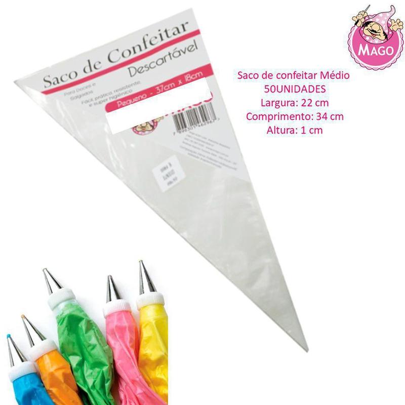 Kit 50 Sacos De Confeitar Descartável Mago Grande 27x38cm - Saco ...