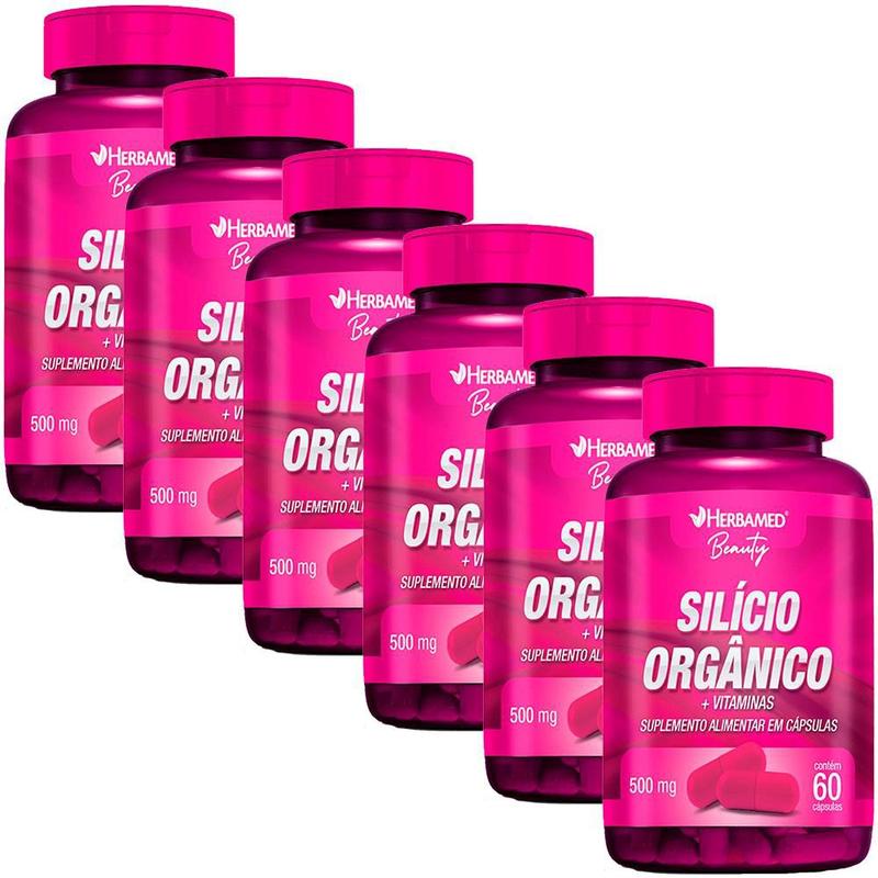 Kit 6 Beauty Silício Orgânico 60 Cápsulas Herbamed - Silício Quelato ...