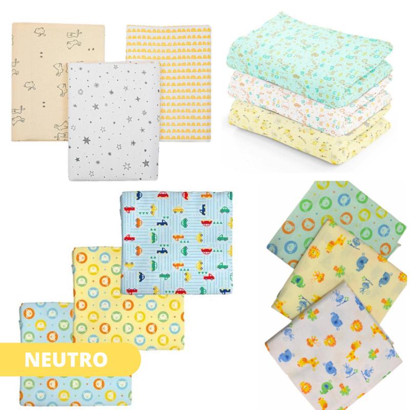 Kit 6 Cueiros Bebê Manta Flanelado Estampado Menino e Menina 100% ...