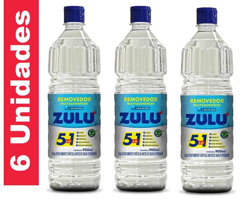 Kit 6 Removedor Multissuperficies A Base De Agua Zulu 900ml - Acetona ...