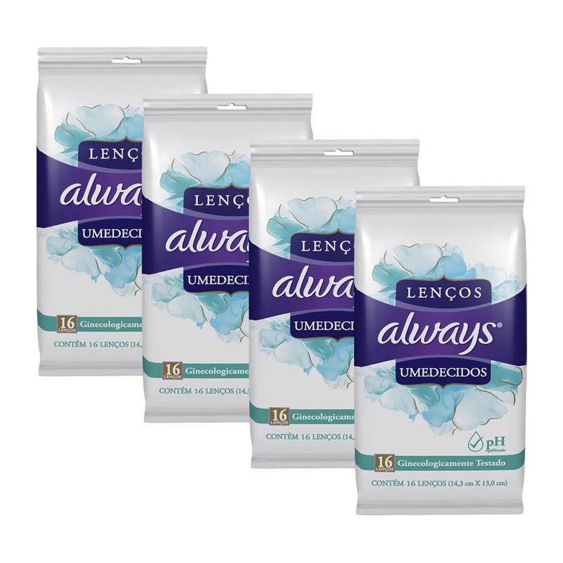 Kit 64 Lenços Umedecidos Femininos Always - Lenço Umedecido Adulto ...