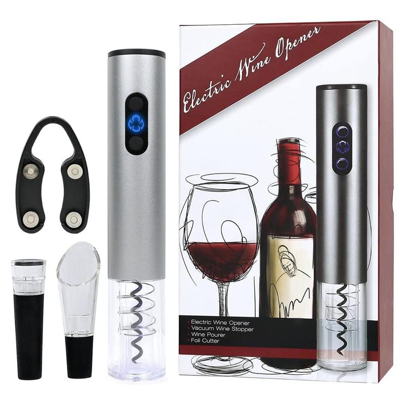 Kit Abridor de Vinhos Elétrico em Aço Inox - Saca Rolha Automático ...