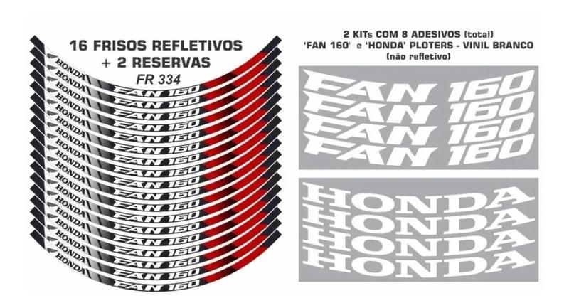 Kit Adesivo Refletivo Para Aro De Cg 160 Fan + 1 Kit Ploter - Resitank ...