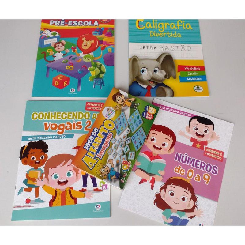 Kit Alfabetização Pre escola Com 4 Livros + 01 Brinquedo Educativo ...