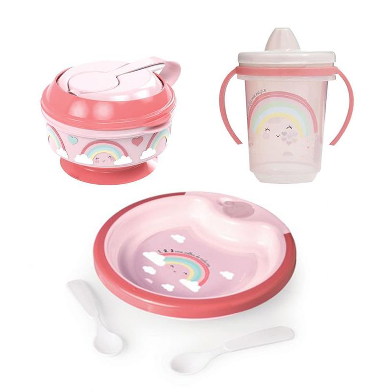 Kit Alimentação Refeição Bebê Menina Completo Arco Íris - Plasútil ...