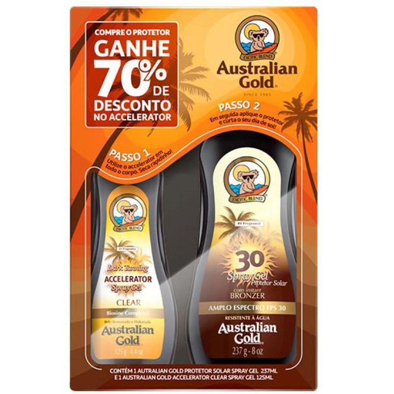 Kit Australian Gold Acelerador 125ml e Bronzeador FPS30 237ml ...