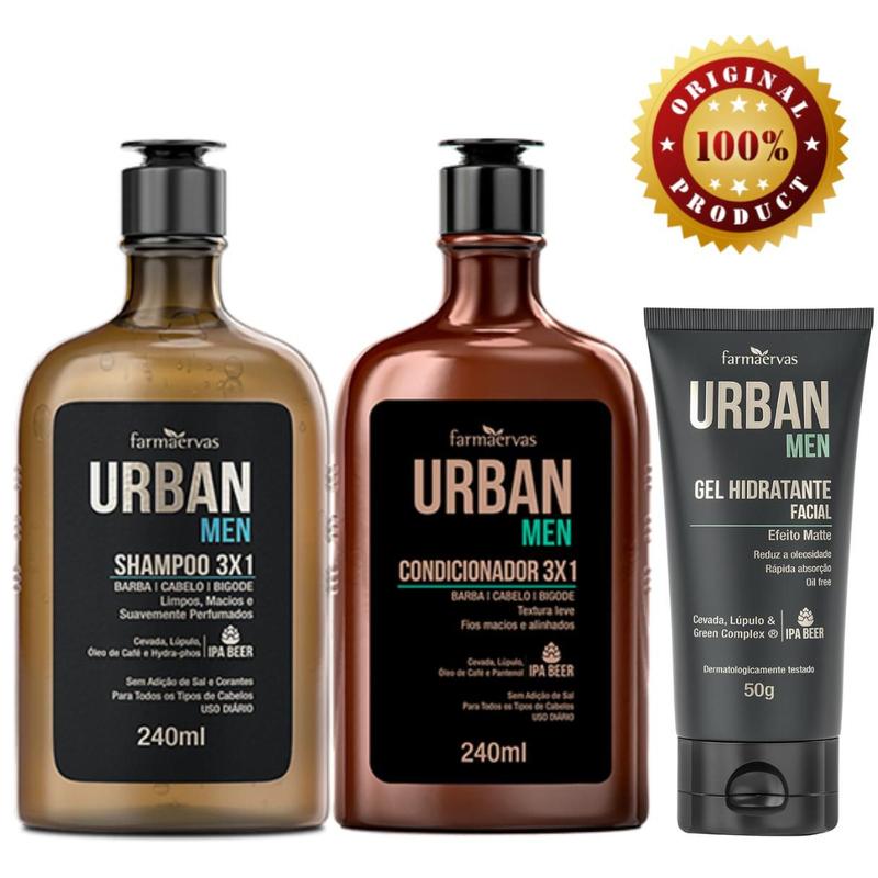 Kit Beleza Masculino Shampoo e Condicionador 3x1 + Gel Hidratante ...