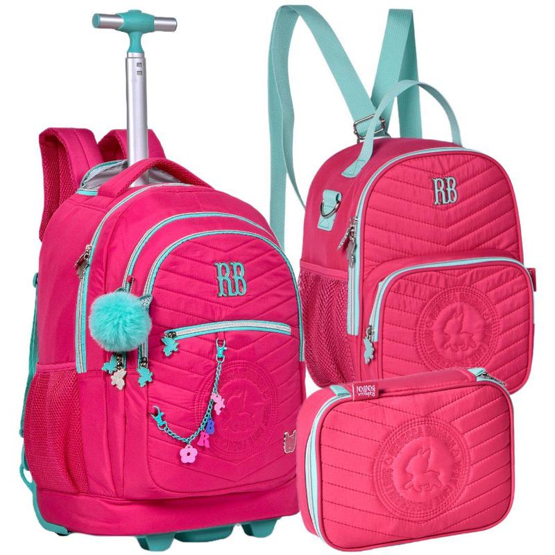 Kit Bolsa Escolar Mochila Rodinhas Com Lancheira E Estojo RB - Rebecca ...