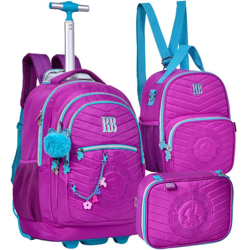 Kit Bolsa Escolar Mochila Rodinhas Com Lancheira E Estojo RB - Rebecca ...