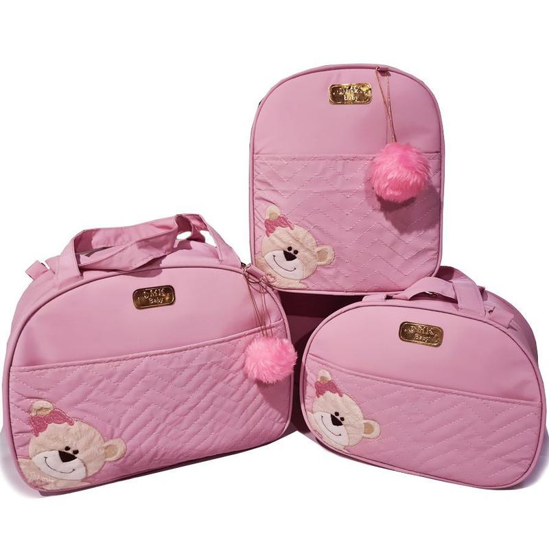 Kit Bolsa Maternidade Feminino/Menina Bebê 3 pçs - mk baby - Kit Bolsa ...