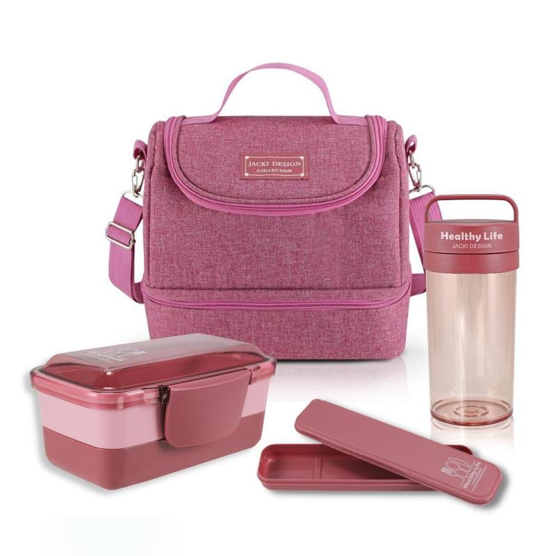 Kit 4 Peças Bolsa Térmica Concept Jacki - Marmita, Copo E Porta Talher Cor Vinho