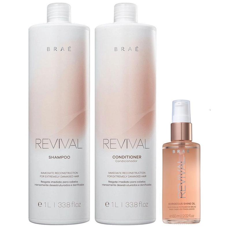 Kit Braé Revival Shampoo e Condicionador 1000ml e Óleo 60ml - Kit ...