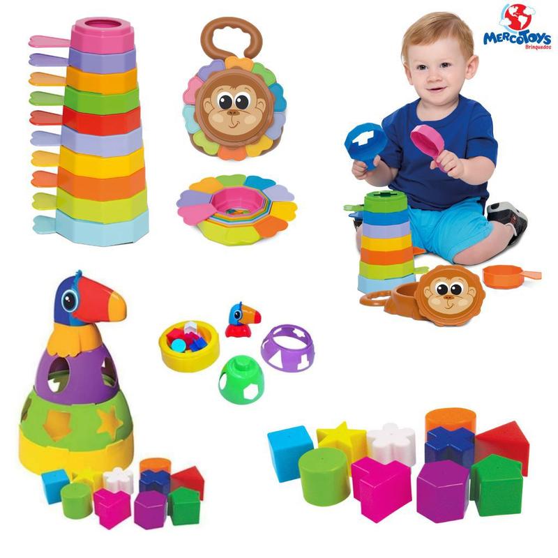 Kit Brinquedos Educativos para Bebês Empilha Baby e Tucano Didático da ...