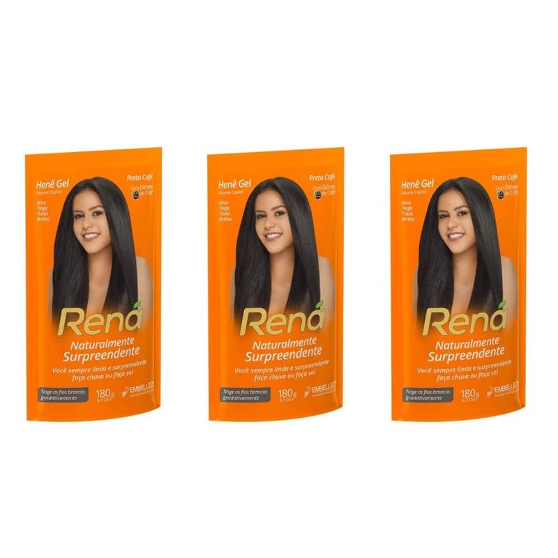Kit C/03 Rena Henê Preto Café Gel 180g - Alisamento de Cabelo ...