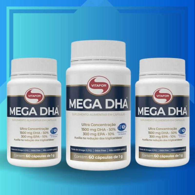 Kit C/3 Mega DHA Vitafor Ultra Concentração Omega 3 1500mg - Ômega 3 ...