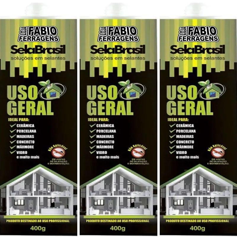 Kit C/ 3 Tubos - Selante Cola Pu Uso Geral Cinza 400 Gramas