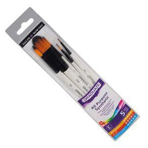 Daler Rowney Ensemble 5 Pinceaux Poils Synthétiques Manche Courte Acrylique Artiste Taklon Or