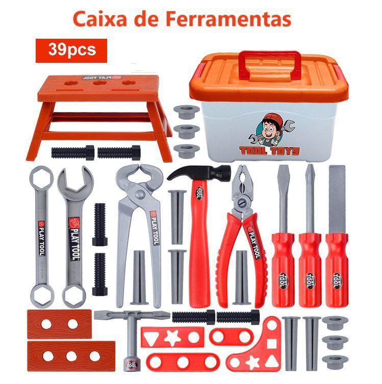 Kit Caixa de Ferramentas e Acessórios - Brinquedo 39 Peças - Play Tool ...