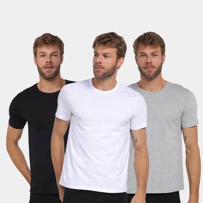 Kit Camiseta Hering Básica Masculina 5 Peças - Camiseta Masculina ...