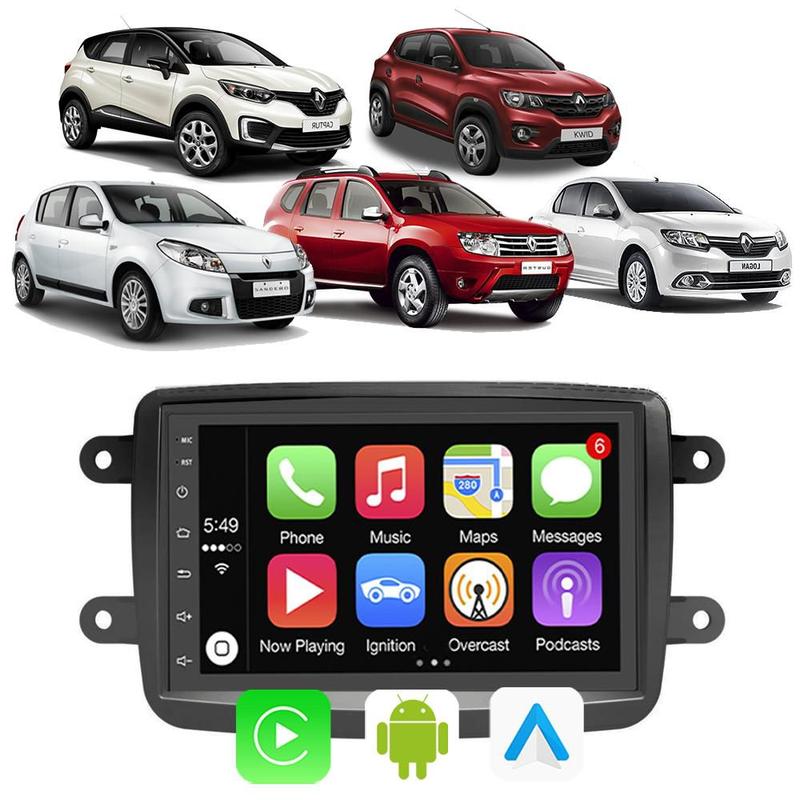 Kit Central Multimidia Carplay Android Auto Renault Sandero Kwid Captur ...