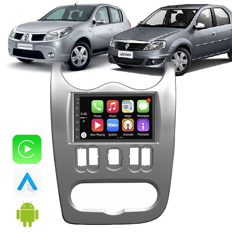 Kit Central Multimidia Carplay Android Auto Renault Sandero Logan 2007 ...