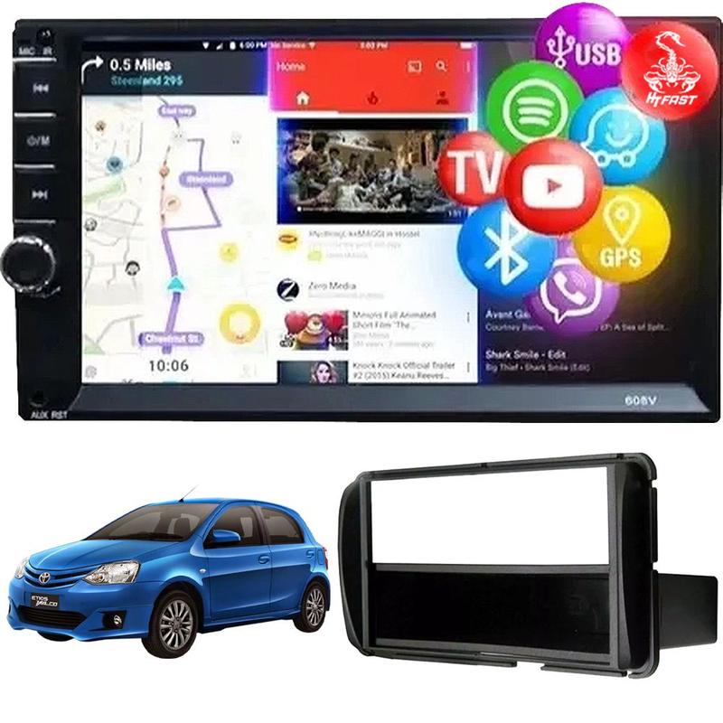 Kit Central Multimídia TV Bluetooth + Moldura Toyota Etios 1 e 2 Din ...