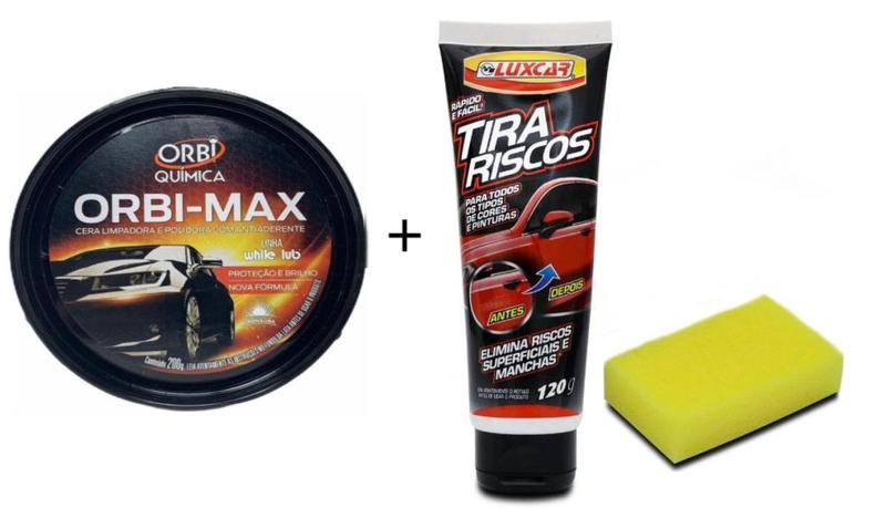 Kit Cera Limpadora E Polidora Automotiva + Tira Riscos - ORBI / LUXCAR ...