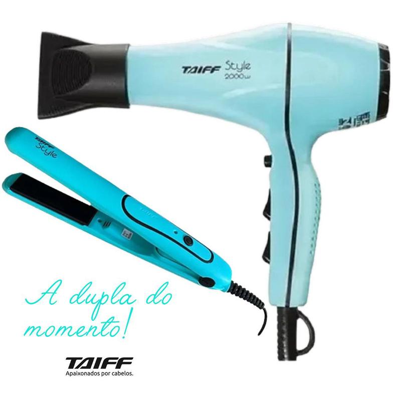 Kit Chapinha E Secador Taiff Profissional Style Azul 210ºc / 2000w ...