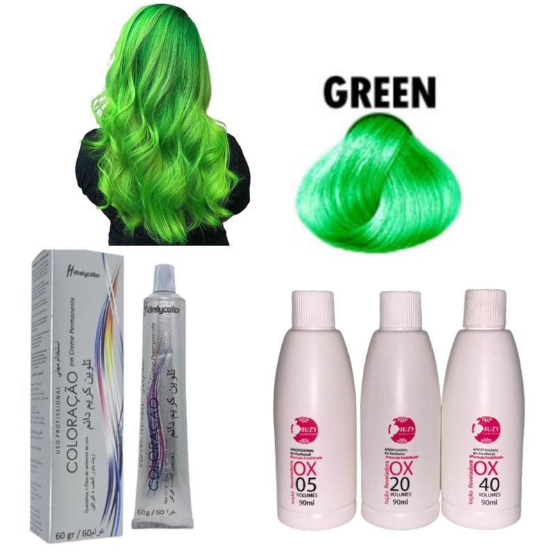 Kit Coloração Cabelos Verde Green 60g + Ox Juzy - Mairibel - Tinta de ...