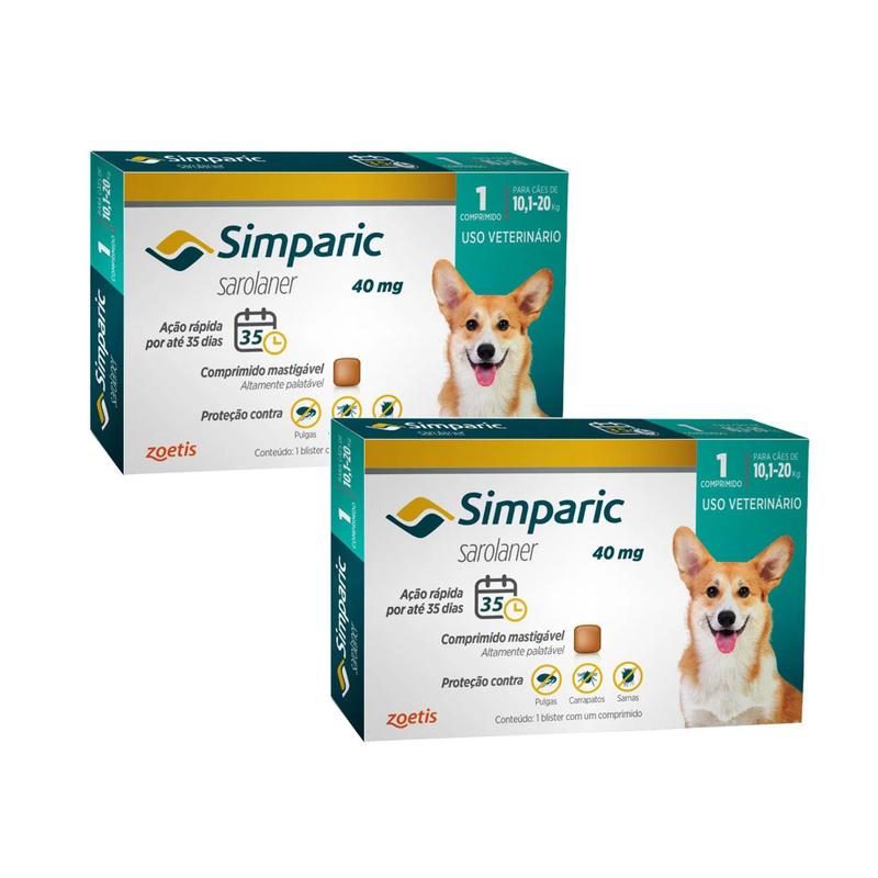 Kit com 2 Simparic 10 a 20kg - 40mg (1 comprimido/cx) - Zoetis ...
